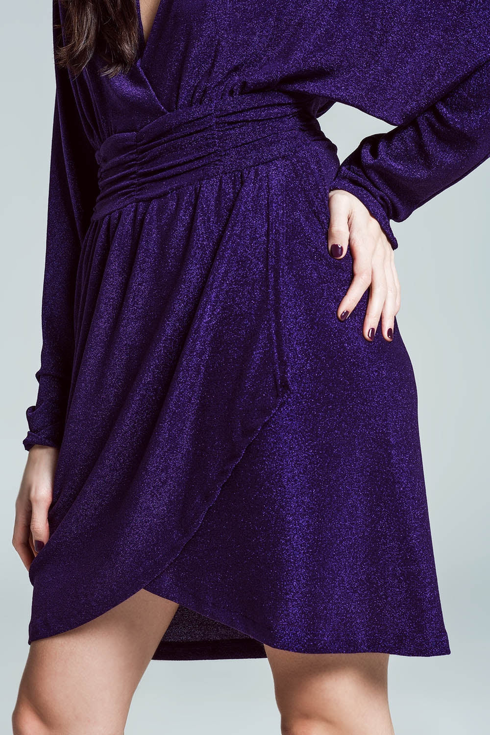 Mini Glitter Party Dress in Purple