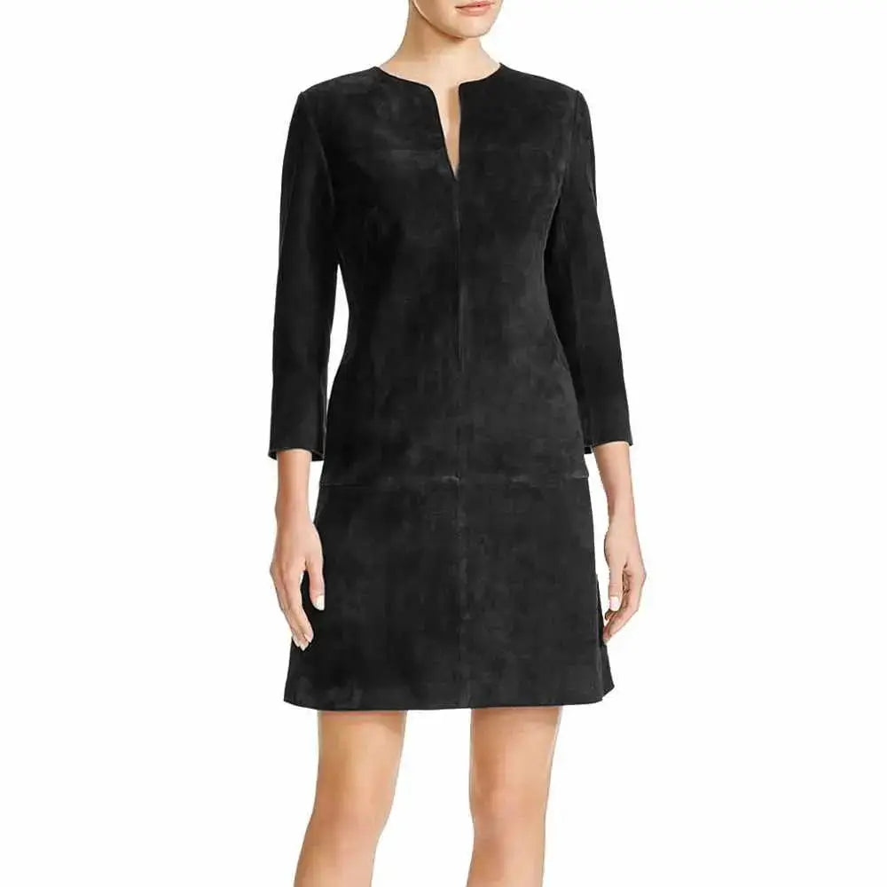 Women's Nubuck Leather Mini Party Dress