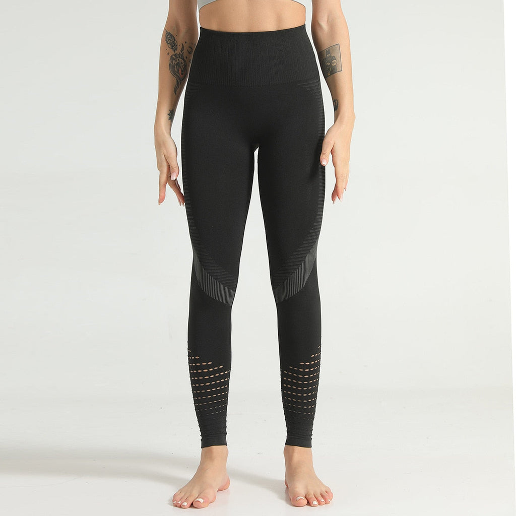Hollow Out Fitness Gym Leggings Women Seamless Energy Tights Workout Running Activewear Yoga Pants Sport Trainning Wear
