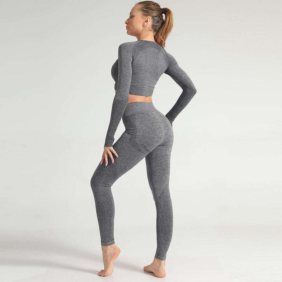 Yoga Sets 2 Piece Women Sport Outfits Workout Sets Exercise Sportswear Gym Jogger Actiivewear Running Suits Fitness Clothes